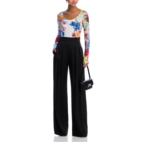 NEW Alice + Olivia Rhys Ballet Neck Bodysuit Floral Long Sleeve White Size S - Picture 4 of 4